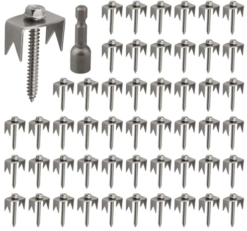 Homeponnew Stainless Steel Fence Nails 50 pcs, U-Shape Wire Fencing Staples for Wood Fastening, No Pre-Drilling Required, Compatible with Chain Link Chicken Mesh Barbed Wire Fences