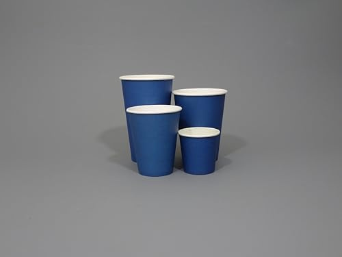 50 x Navy Blue Paper Cups - Disposable Drinking Cups for Hot & Cold Drinks - Strong & Sturdy, Single Wall Paper Cups for Coffee, Tea, Water, Parties, Office, Events, Catering & Everyday Use (16oz)