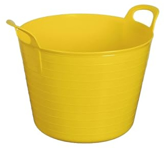 EASON BROS 20-26L Yellow Heavy Duty Flexible Plastic Tub with Dual Handle | Durable Gardening Solution | Multi-Purpose & Stackable Bucket for Garden, DIY & Laundry | Indoor & Outdoor Uses