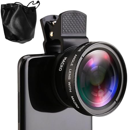 Kit de lentes HD para teléfono – 0.45X gran angular 15X Super Macro, lentes profesionales de cámara para smartphone para todos los teléfonos, actualización de fotografía | Móvil portátil con clip para