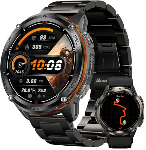 KOSPET Tank T3 Ultra 2 Rugged Smartwatch, inbyggd GPS Smartwatch med 15 dagars batteri, vattentät 5 ATM, hjärtfrekvensövervakning och SpO2, 170+ fitnesslägen dubbla band