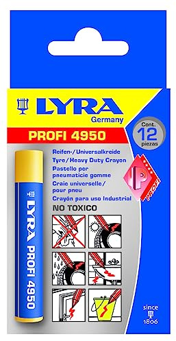 Lyra L4950007-12-1 däckkrita rund 15 mm gul 12 st markörer, färg