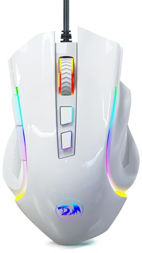 Redragon M602 Gaming Mouse, Ergonomic RGB Gaming Mouse Wired with 7200 Adjustable DPI, 9 Programmable Buttons, Professional Software for Gamer Office [White]
