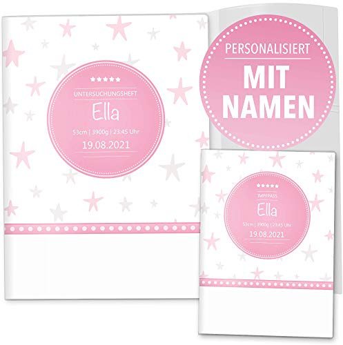 OLGS U-Heft- 3-teilig und Impfpasshülle mit Personalisierung/Design Sternenflug, Untersuchungsheft Hülle & Impfpasshülle, Geschenkidee mit Namen (U-Heft Set personalisiert, ohne Motiv)