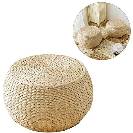 Design Pouf Round Cushion Knitting Hand Woven Natural Woven Weave Grass Futon Floor Cushion Handmade Straw Woven Zafu Yoga Meditation Mat Round Square Braided Pad Garden ESS