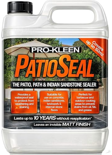 Pro-Kleen PatioSeal Matt Patio Sealer/Sealant for Indian Sandstone, Indoor/Outdoor Hard Floor - Lasts up to 10 Years (5 Litres) (Package may vary)