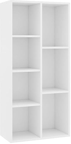 vidaXL Bücherregal 7 Fächer Standregal Aktenregal Wandregal Raumteiler Raumtrenner Regal Schrank Büroregal Weiß 50x25x106cm Holzwerkstoff