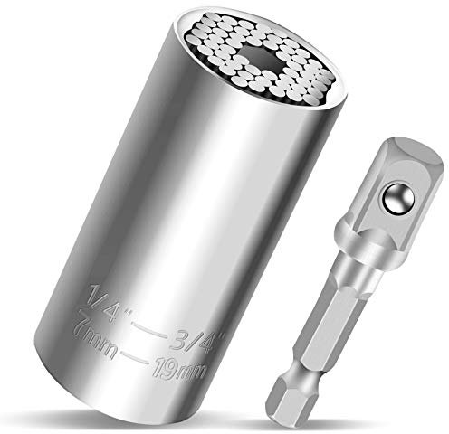 Douille Universelle,(7mm-19mm) Multifonctionnel Clé à Douille Gadgets Insolite Outils Bureau pour Papa,Douille Adaptateur Percer Outil de Réparation, Les Meilleurs Cadeaux pour Hommes/Mari/Papa
