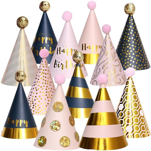 Kids Birthday Party Hats - 12 Pieces - Colorful Celebration Headwear for Fun Decoration & Memorable Parties