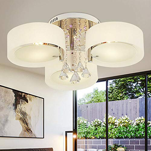Fetcoi 3/5/7Stk Deckenleuchte Kristallleuchter Kristall Deckenlampe E27 LED Lampe Hängeleuchte,Drei Beleuchtungsmodi [Energieklasse A++] (3 Stk)
