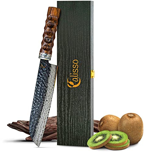 Calisso Santoku 69 Lagen Damaststahl - Damastmesser, Küchenmesser, japanisches Kochmesser