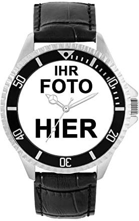 Toff London Personalisierte gravierbare Fotogeschenke für Männer und Jungen, Uhr mit analogem Quarzwerk, maßgeschneiderte Uhr