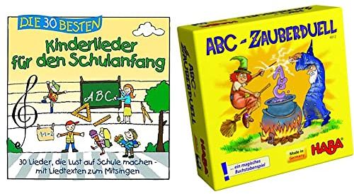 Die 30 besten Kinderlieder für den Schulanfang & HABA 4912 - ABC Zauberduell, Lernspiel ab 6 Jahren zum Buchstabenlernen, Geschenk für Schulanfänger zur Einschulung, Reise- und Mitbringspiel