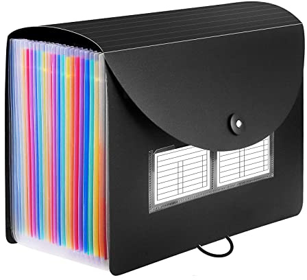 Dokumentenmappe A4 mit Deckel, Sortiermappe Fächermappe Bunte Datei Organizer Ordner, Schreibtisch Organizer mit 24 Fächern für Home- oder Office