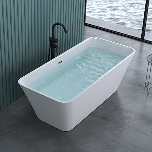 doporro Baignoire Îlot Rectangulaire Autoportante 170cm Acrylique Blanc | 170x75x58cm, avec Bonde et Trop-Plein, Vicenza529OA