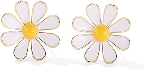 Oivzziy Clous d'oreilles en marguerite fleur pour femme en argent sterling 925 en plaqué or, Boucles d'oreilles en pâquerette