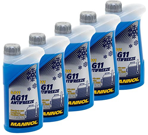 Kühlerfrostschutz MANNOL Longterm Antifreeze 5 X 1 Liter Fertiggemisch -40°C blau