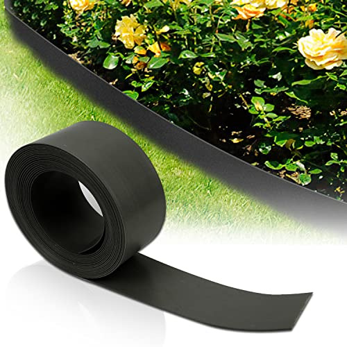 Yakimz Bordure de pelouse en plastique - Bordure élastique - Bordure de jardin - Bordure profilée - Pavé - Bordure de jardin - Bordure de pelouse (longueur 10 m, hauteur 10 cm, noir)