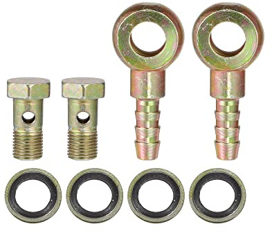 QUARKZMAN Banjo-Schlauch-Bolzen-Fittings 2 Stück Für Bremsen | Luft- Und Kraftstoffzufuhr, Bronzeton, Metall, M10x1, 10mm, 8mm, 25x14mm