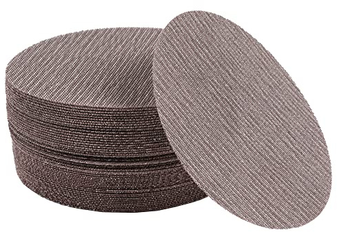 50 st 15 cm nät slipande dammfria slipskivor, 100 korn, krok och ögla, anti-blockerande nät sandpappersark för bilkaross, trä, gips, metall