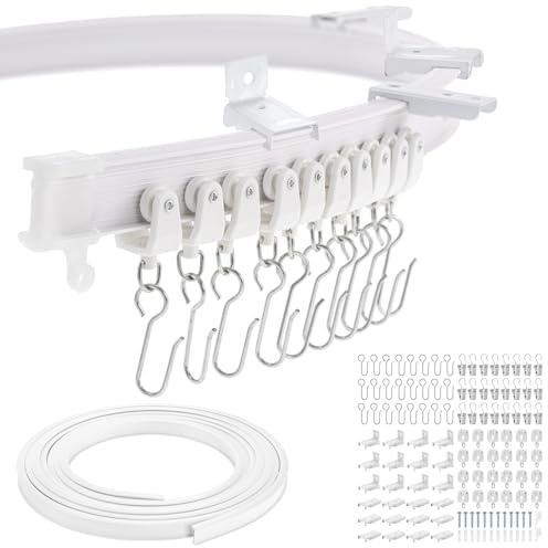 Dyna-Living Flexible, biegbare Deckenvorhangschiene, 3 m | Decken- und seitlich montierte gebogene Vorhangschiene, Deckenschiene für Raumteiler, Wohnmobil, L/U-Form, Erkerfenster, Weiß