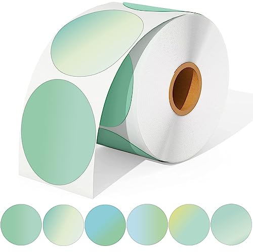 WLHGH 2 Runde Thermische Etiketten, Selbstklebende Kreis Aufkleber Drucker Etikett, 6 Farbverläufe Thermo-Etikett für Barcode, Logo Design, Adresse, QR Code, Adresse, Inventar, 600 Etiketten/Rolle