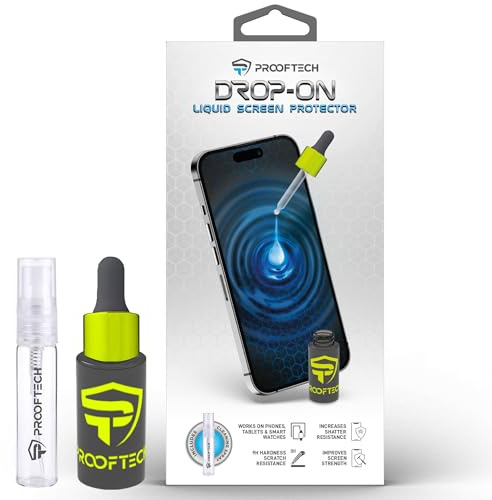 ProofTech DROP ON Liquid Glass Displayschutzfolie für bis zu 10 Geräte - Wischen Sie auf Kratz- und Rissfest Nano Schutz für alle Telefone Tablets Smart Watches Universal