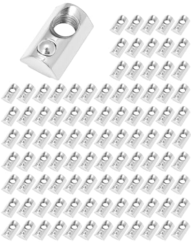 QWORK® 100uds. Tuercas deslizantes con bola M8 rosca 8mm para perfil de aluminio 4040 4080 - acero al carbono galvanizado