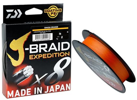 Daiwa Tresse 8 Brins J-Braid Expedition - 150m - PE.1.5 - D.0.18mm - R.12.5kg-28lb - Smash Orange - 12550018