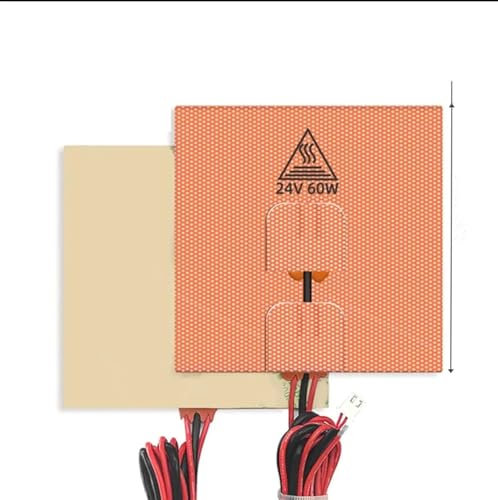 3D-Drucker Silikon Heizmatte Heizmatte 24V 60W 100x100mm Beheiztes Bett mit NTC 100K Thermistor for Voron 0 0,1 und 60cm Kabel