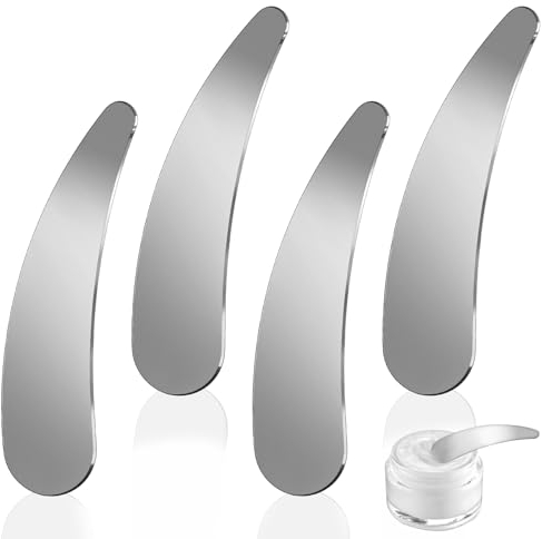 Molain 2Pcs Mini Metal Cosmetic Spatulas, Skincare SpatulaMixing and Sampling Makeup Beauty Tools for Skin Care Creams, Eye Cream, Essences Beauty Accessories(4PCS)
