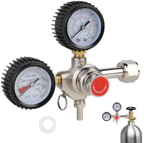 CPROSP CO2 Pressure Reducer, CO2 Gas Cylinder Regulator, Regulator Barrel Regulator Gas Cylinder with Double Pressure Gauge W21.8 for Beer Machine, Beer Production