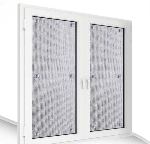 kufu01 Fensterfolie Selbsthaftend Sichtschutzfolie,UV-Schutz Sonnenschutzfolie Fenster innen & außen,8mm Dicke Dämmfolie Reflektierende Dachfenster Folie,Wiederverwendbar (60x110cm/24 x43)
