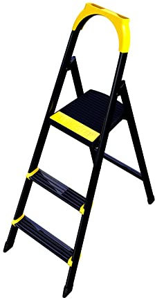 3, 4, 5, 6 Step Heavy Duty Portable Folding Anti Slip Step Ladders For DIY Strong Sturdy Aluminum Safety Household Stepladders for Home Kitchen Garage Gardening Industrial Use (Black, 3 Step)