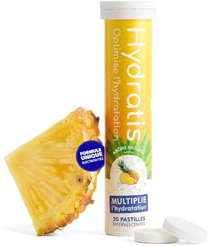 HYDRATIS - 20 Pastilles Hydratation Electrolytes - Ananas | Améliore l'Hydratation et Favorise l'Énergie - Formule Isotonique - Sport. Récupération. Bien-être