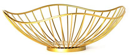 Corbeille à fruits dorée pour comptoir de cuisine, panier à légumes moderne en fil métallique pour pain et collations, gain de place, multifonction