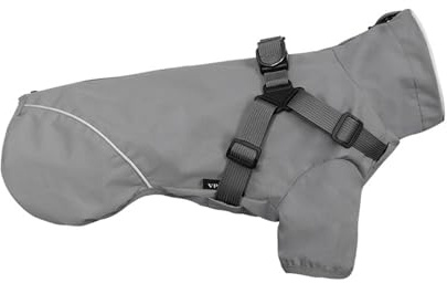 BT Bear Regenmantel für kleine Hunde, Regenjacke mit Geschirr, reflektierender Regenmantel, wasserdichter Hunde-Regenmantel für kleine, mittelgroße Hunde, Grau, Größe XXL