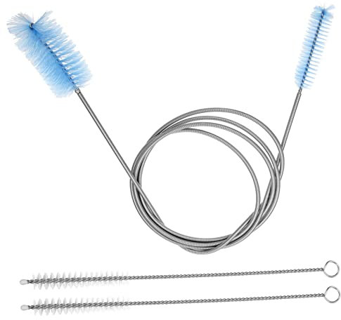 AUTSUPPL 3pcs Flexible Stainless Steel Cleaning Brush Set Bendable Handles for Tubing and Aquarium Use, Multi-Purpose Tool for Fish Tank and Drain Pipe Cleaning