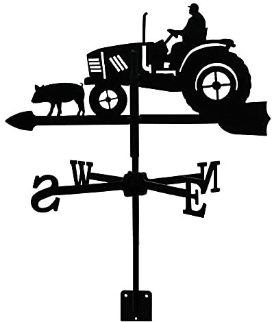 Wetterfahne „Traktor und Schwein“, Windfahne aus Edelstahl, dekorative Wetterfahne im Antik-Stil, Windrichtungsanzeiger, geeignet für Haus, Scheune oder Pavillon, Gartendekoration