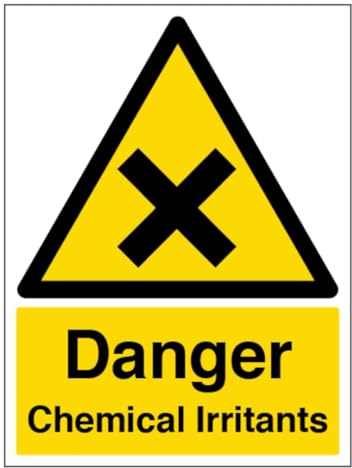 V Safety Hinweisschild Danger Chemical Irritants – Hochformat, 200 x 300 mm, 1 mm Hartplastik-Sicherheitsschild