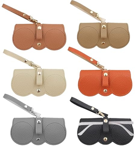 6 Stück Stylisches Brillenetui Leder, Sehr Gut Als Modisches Accessoire Reise Etui Oder Geschenk, Hochwertige Brillenetui Weich für Sonnenbrillen and 2 Stück Mikrofasertuch