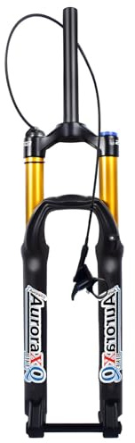 AuroraXQ 160mm Federweg 26/27,5/29 Zoll Mountainbike Gabel Steckachse 15 X 100mm, MTB Federgabel, Zugstufeneinstellung per Fernbedienung/manuelle Sperre, Fahrrad Luftgabel Gerade/konisch for MTB/XC/Tr