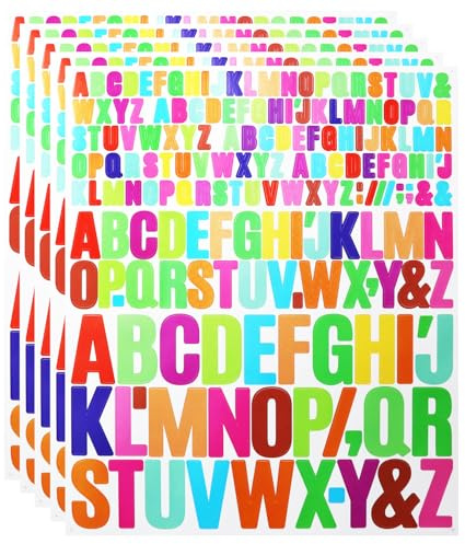 900 Pieces Letter Sticker Adhesive & Waterproof 0.5 1 1.5 Inch Vinyl Alphabet for Scrapbook Notebook Name Tag Graduation Cap Water Bottle - Multi Sticker Decals