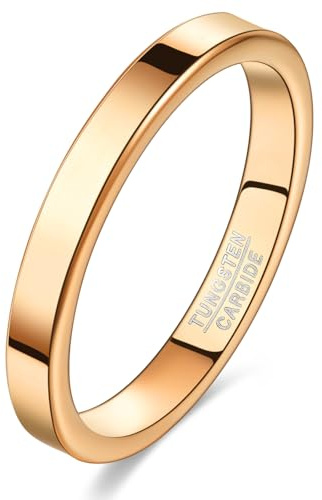 VAKKI 3mm Wolfram Ring Damen Silber/Gold/Roségold/Schwarz Dünne Ringe Einfache Eheringe Stapelring für Frauen Größe 49.3(15.7)-60(19.1)