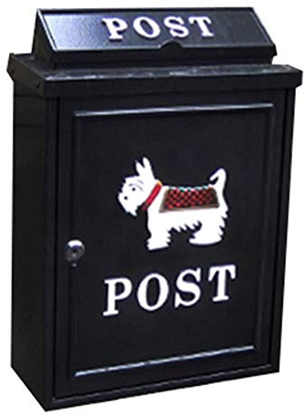 Wall Mounted Post Box, Wall Mounted Letterbox, Outdoor Mailbox Postbox Pastoral Creative Letter Box with Lid for Walls/Gates/Garages/Post (Black)