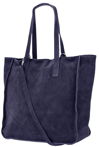 Damen Henkeltasche aus echtem Wildleder – Mittelgroßer Shopper Schulterriemen – Handtasche Schultertasche mit Reißverschluss & Innenfach 37x13x29 cm Cristina G566