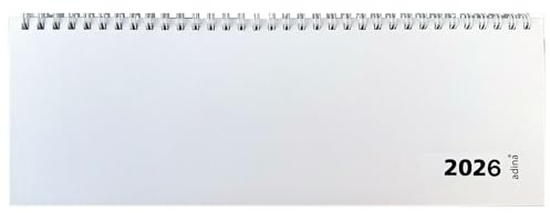 2026 Adina Tischquerkalender 1 Woche auf 2 Seiten Kartondeckel Schreibtischkalender Tischkalender 30x10cm weiss