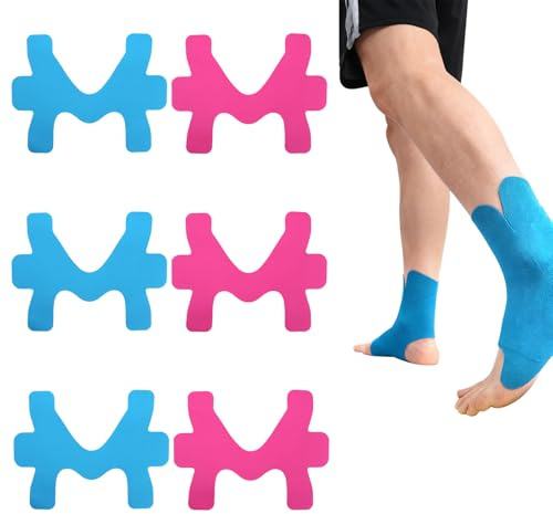 6 Stück Precut Kinesiotapes für Knöchel, Kinesiotapes Vorgeschnitten Sprunggelenk Kinesiologie Tape Wasserfestes Elastisches Physio Tape Fussgelenk Kinesiologieband Knöchelstütze