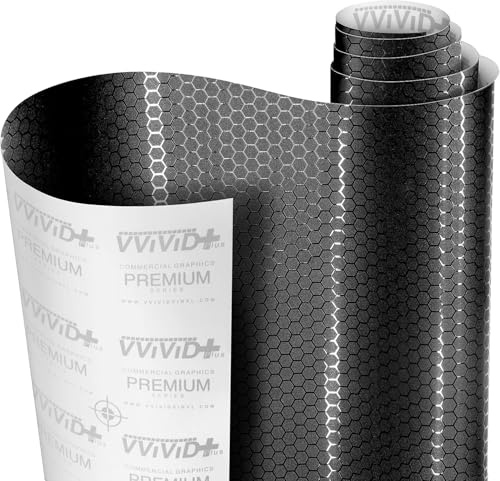VViViD+ Honeycomb Matt Black Medium Pattern Car Wrap Vinyl 30cm x 152cm (1ft x 5ft)