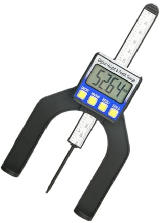 Digitaler Tiefenmesser 0-80mm Lcd Höhenmesser für Holzbearbeitung | Schwarz, Kunststoffgehäuse, Magnetfüße, Einstellabstand Am Frästisch, ohne Batterie